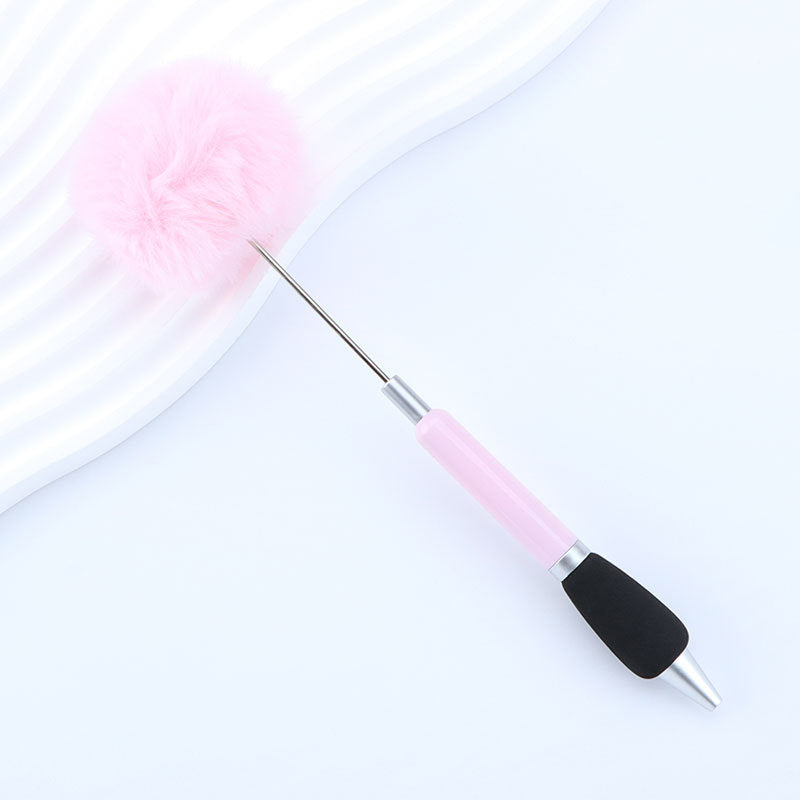 Wholesale 50pcs DIY Hair Ball Cute Girl Heart Furry Cute Round Beads Furry Plastic Beads Pen