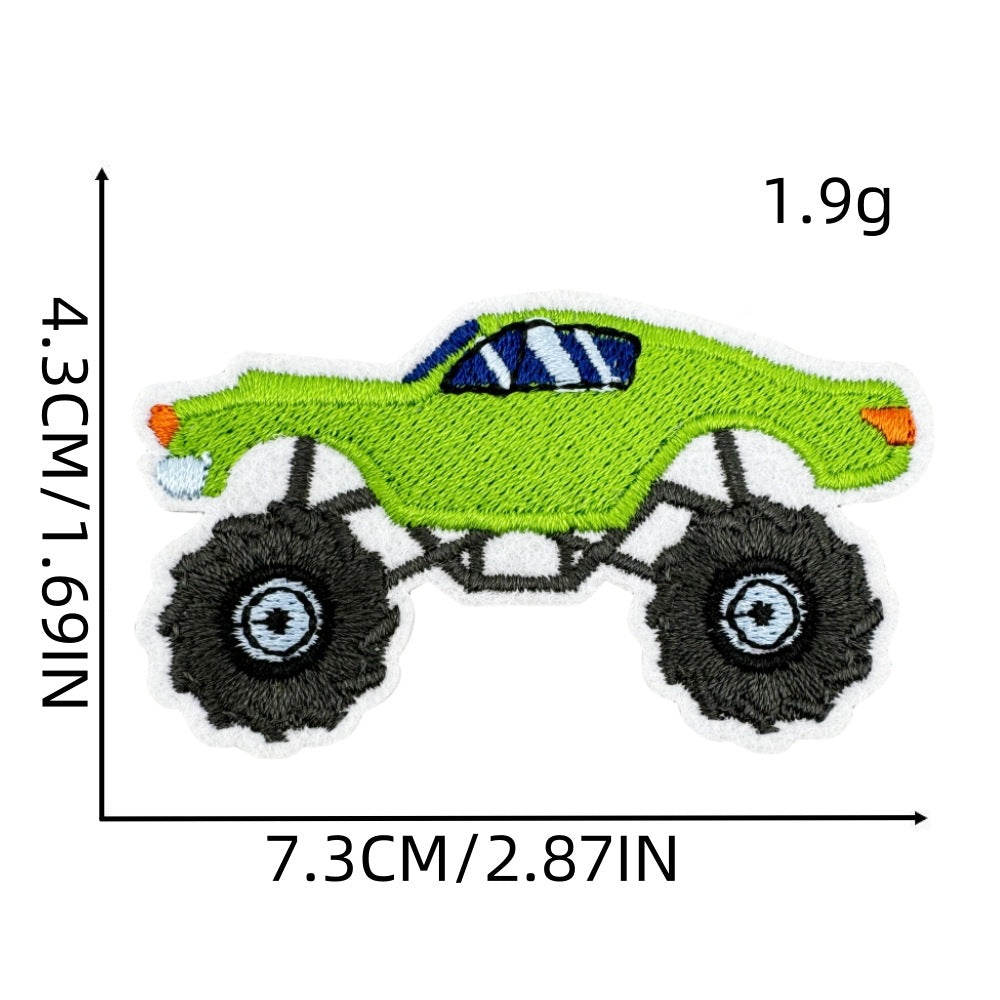 Wholesale Trendy Monster Truck Embroidered Patch Polyester Sew On Applique For Kids Clothing Bags And DIY Crafts