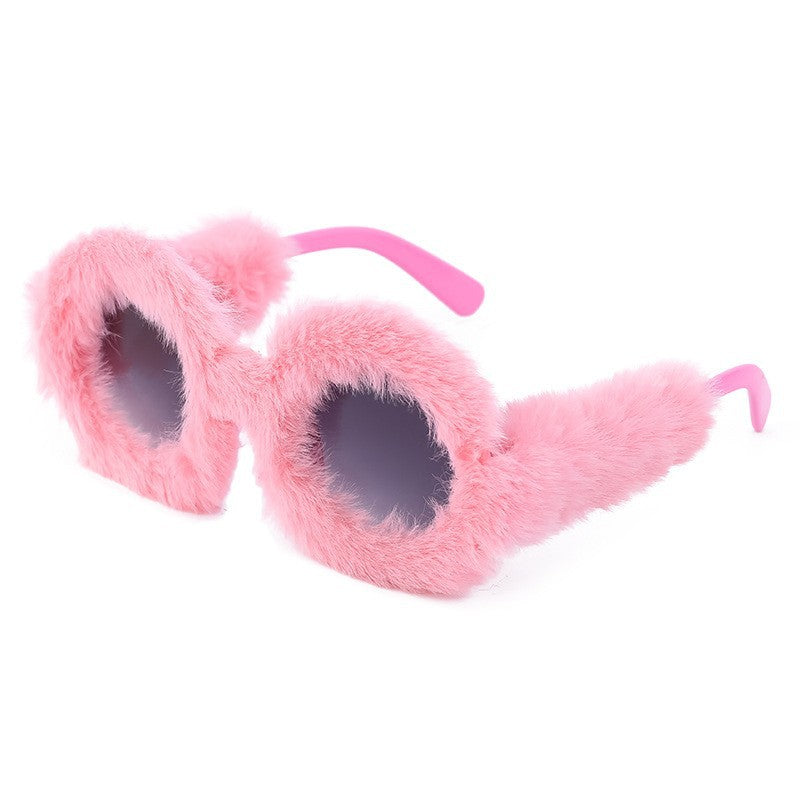Wholesale Sleek Round-frame Plush All-over Sunglasses
