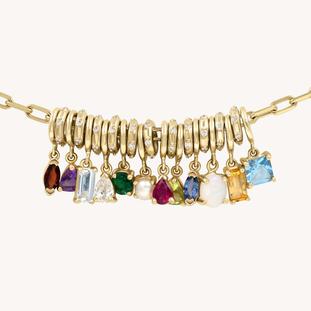 Wholesale Classic Birthstone Pendant 18K Gold Plated Geometric DIY Jewelry Charm Fashion Accessory For Women Gift Boutique Resale