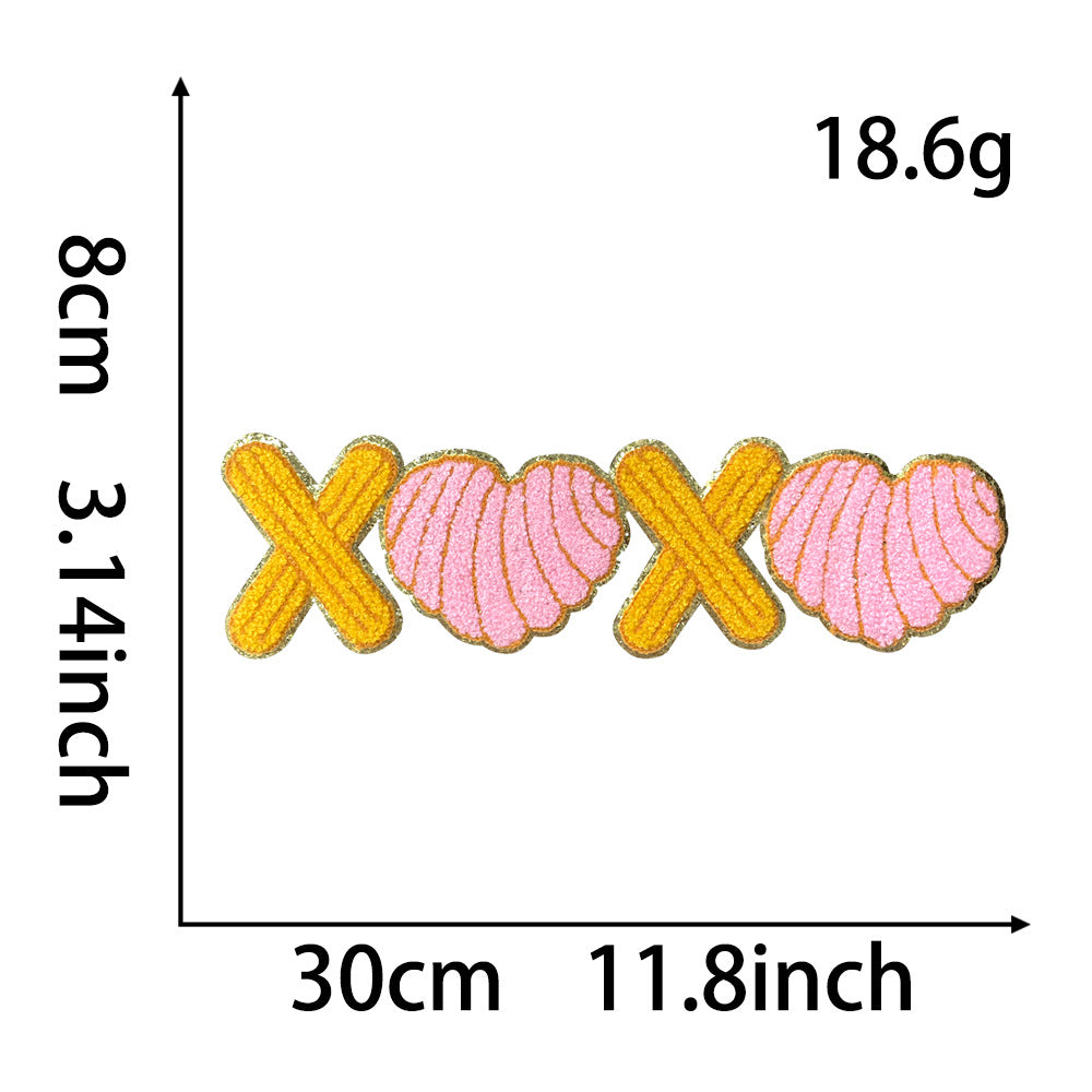 Wholesale Valentine' s Day Oversized 28cm  Baseball Smiley Letter  Cloth DIY Patches