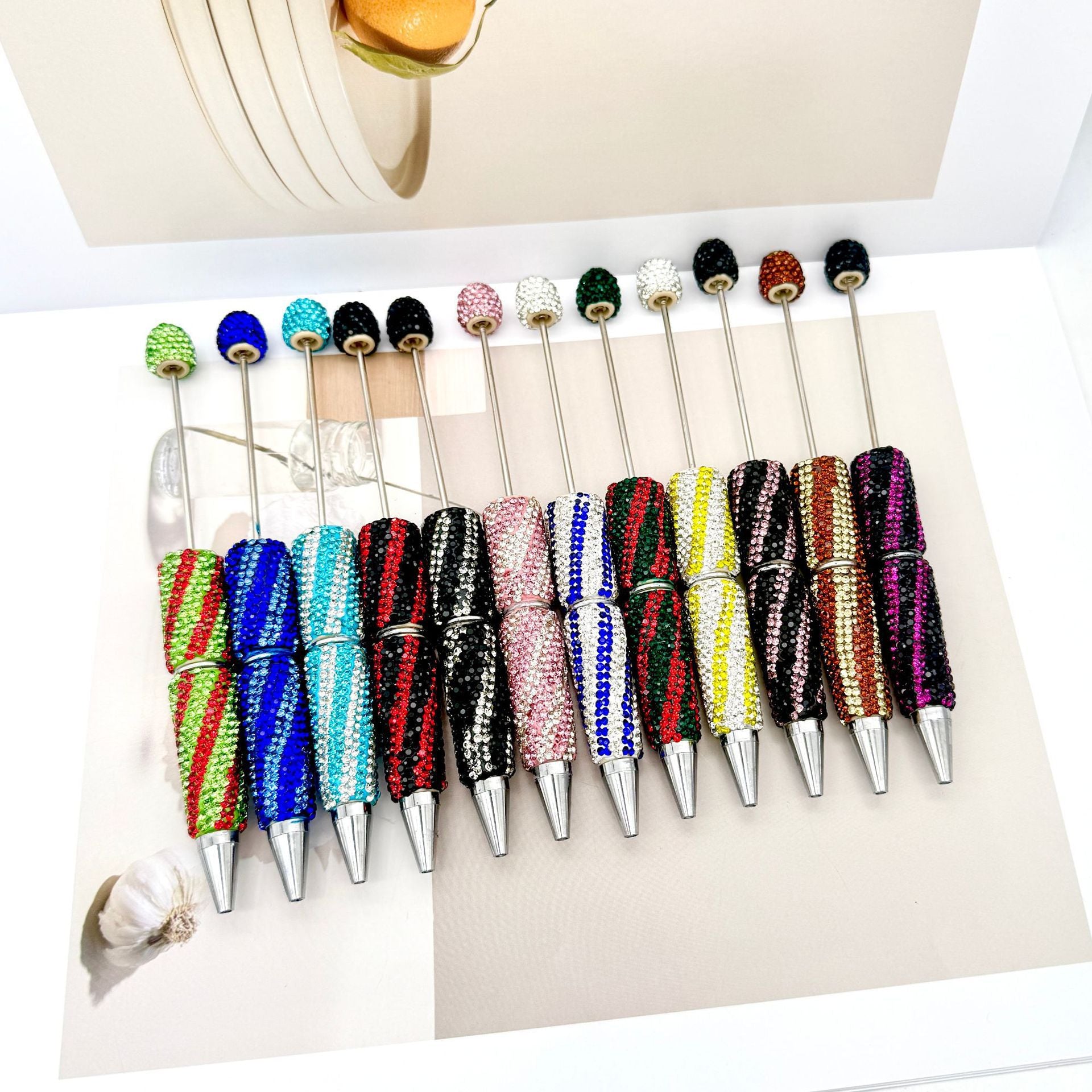 Wholesale Zebra Stripe Pattern Fully Encrusted with Rhinestones Fancy Beadable Pens
