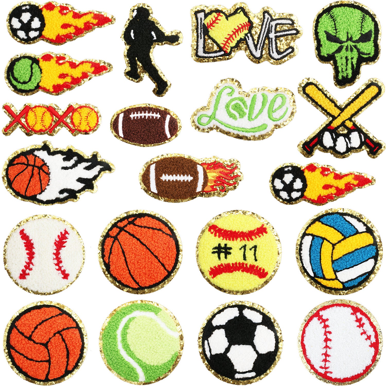 Wholesale Trendy Embroidered Iron On Patch With Sport And Letter Motif For Clothing DIY Towel Decorative Applique Gift Resale Accessory