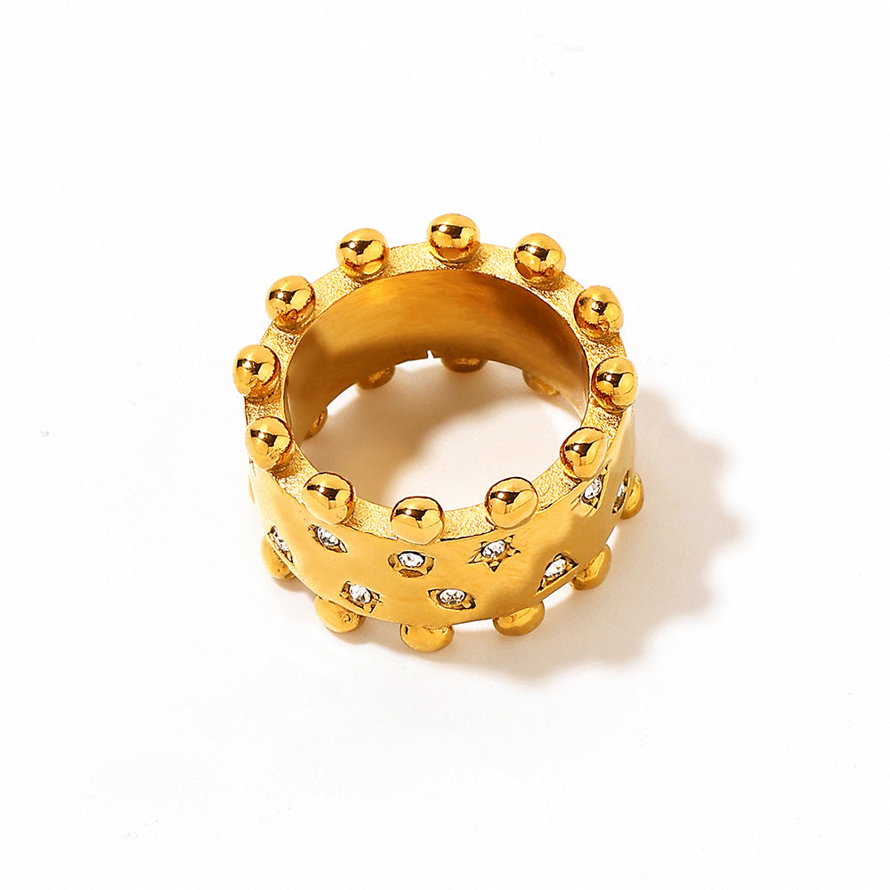 Wholesale Stainless steel ring crown star white zircon
