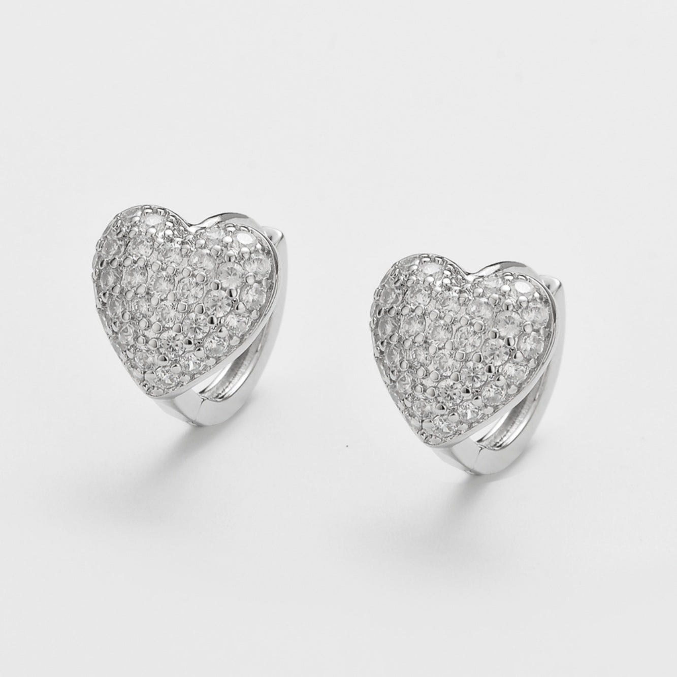 Wholesale  Style Full Diamond Heart Earrings,  Women' s Ear Clips