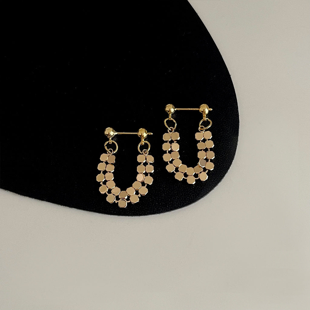 Wholesale Retro geometric metallic irregular earrings