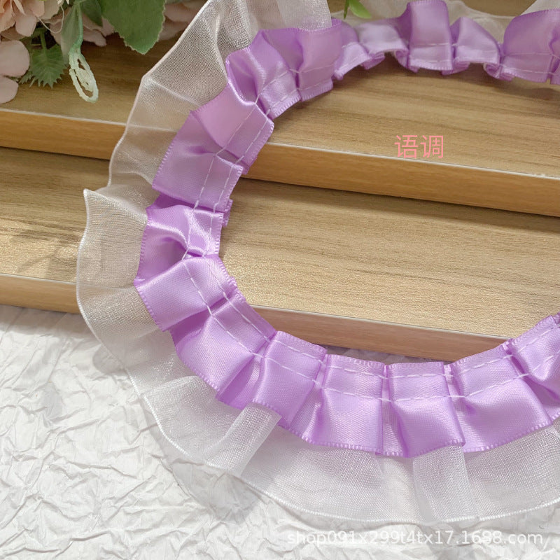 Wholesale 10pcs 4cm Polyester with Pleated Lace Trim Skirt Cuffs Handmade Diy Skirt Pannier