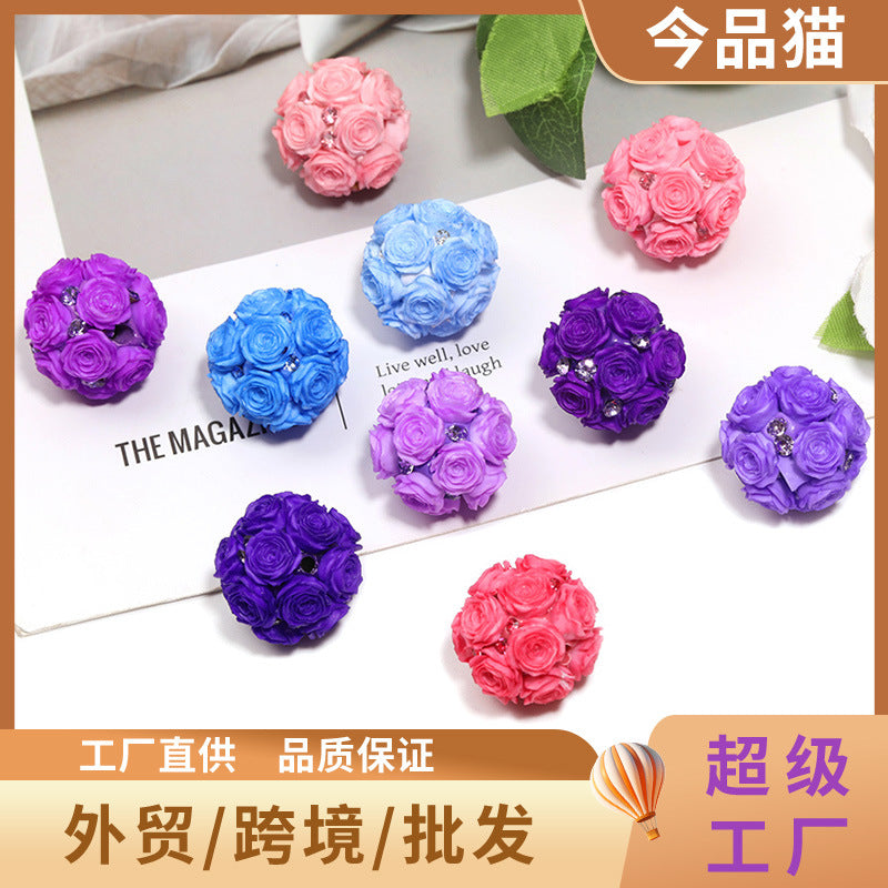 Wholesale 10pcs Colorful Rose Diamond Ball Round Acrylic Beads