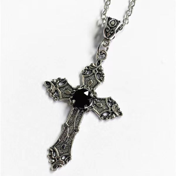 Wholesale Flower Pattern Cross Diamond Alloy Necklace