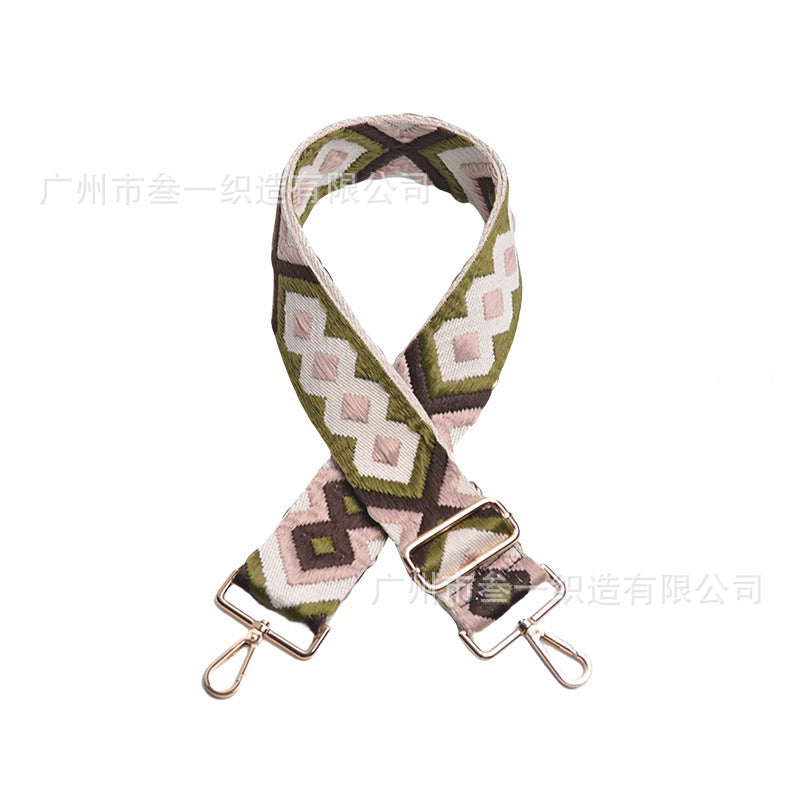 Wholesale All-match Ethnic Style 3.8cm Diamond Jacquard Adjustable Lengthened Retro Style Bag Strap