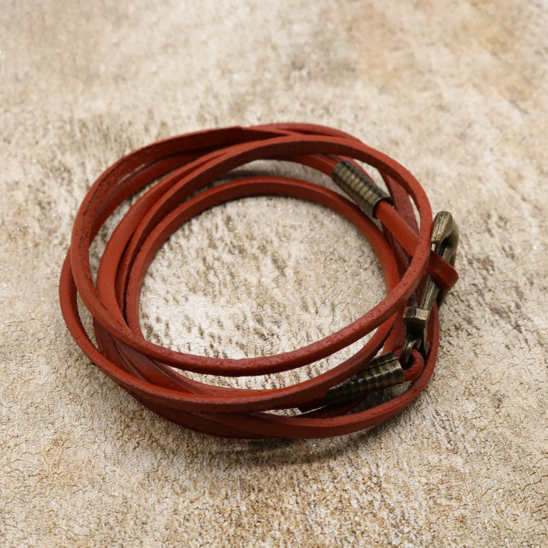 Wholesale Ship Anchor Bracelet Multi-layer Cowhide Bracelet