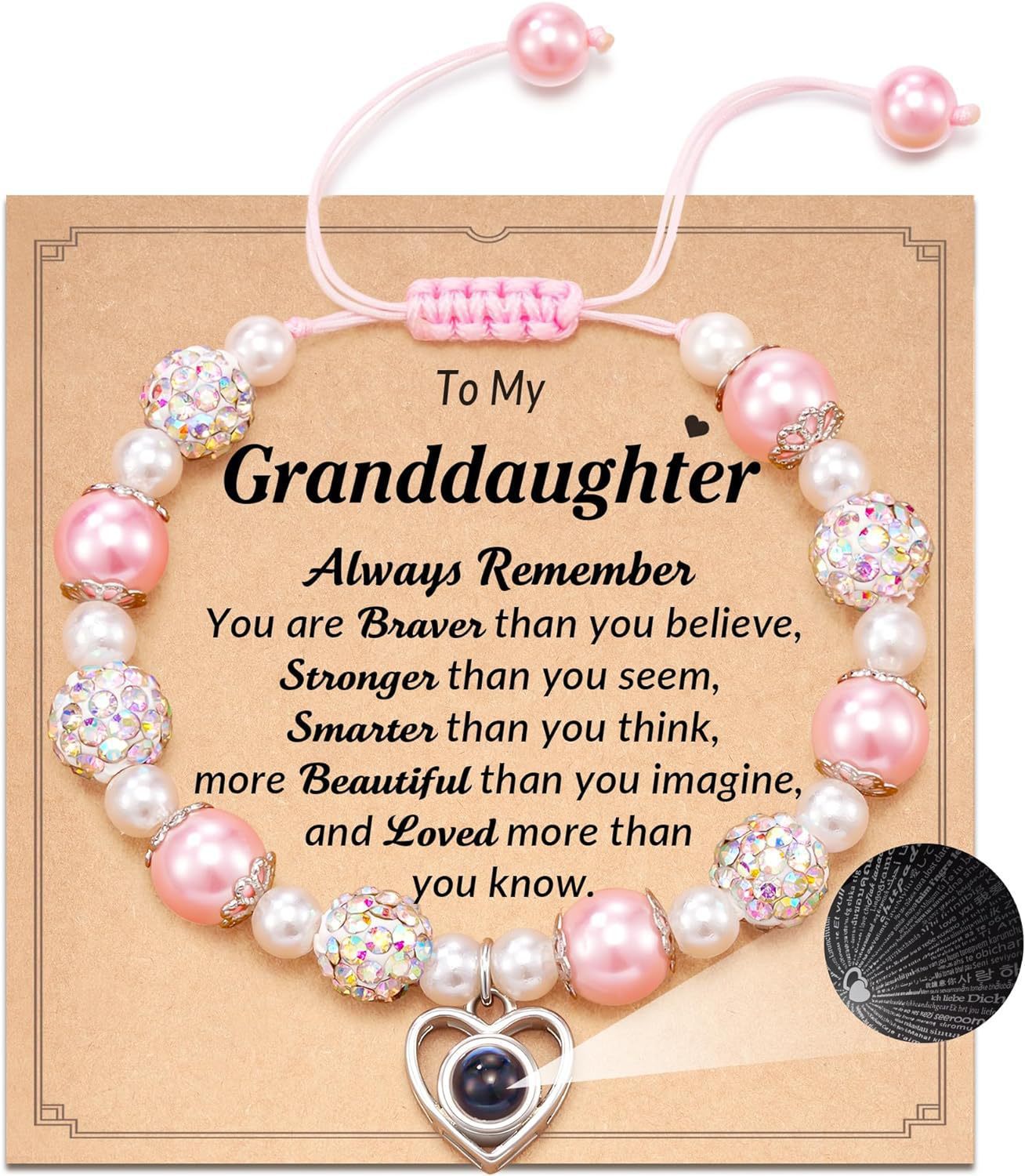 Wholesale Pink Spot Careless Eye Peach Heart Butterfly Natural Stone Bracelet