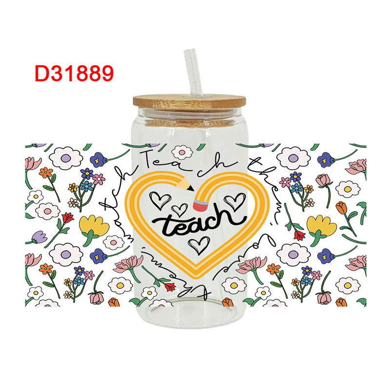 Wholesale  Colorful textbooks stationery and Back to School 16oz Cup UV DTF Wraps