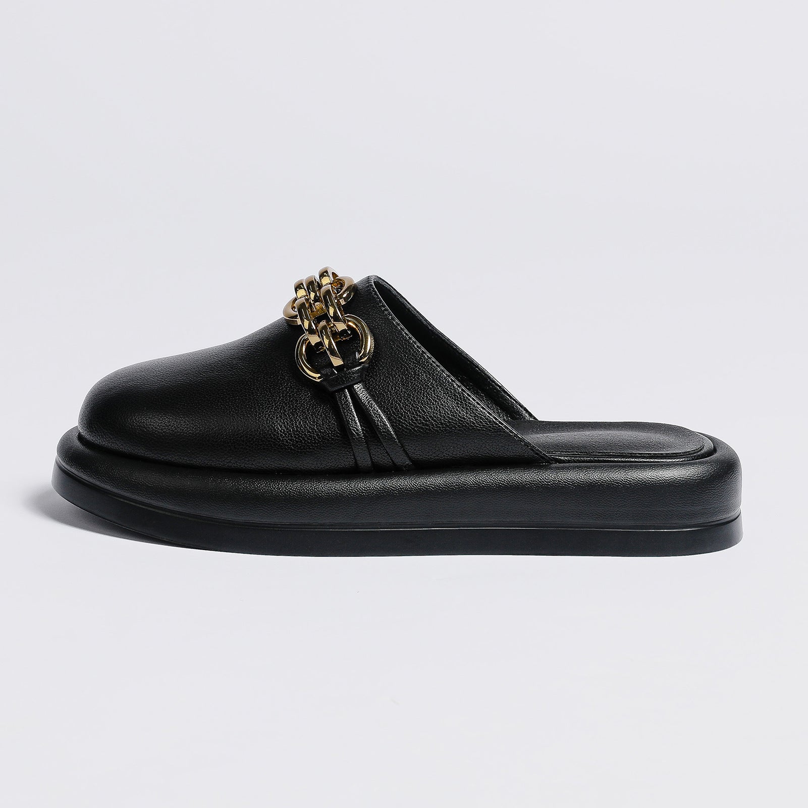 Wholesale Leather Thick Soled Baotou Half Slippers