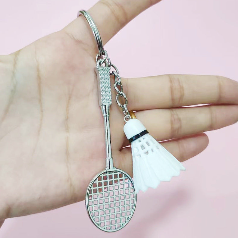 Wholesale Creative Simulation Badminton Metal Racket Keychain