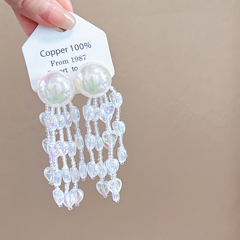 Wholesale Fabric flower super fairy handmade beaded fairy small fresh flower silver needle earrings