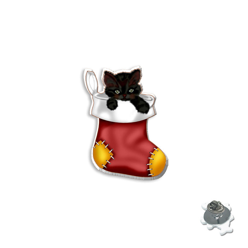 Wholesale Christmas Gift Socks Cats Dogs Shrink Brooches