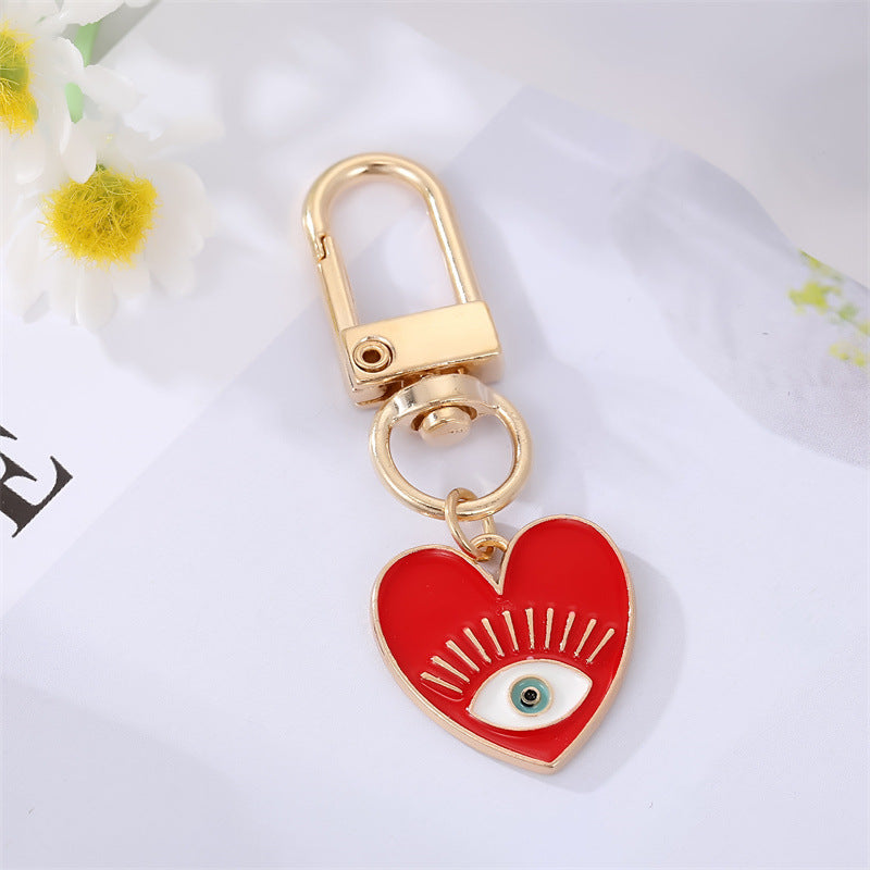 Wholesale 5pcs Diamond Heart Rainbow Alloy Keychains