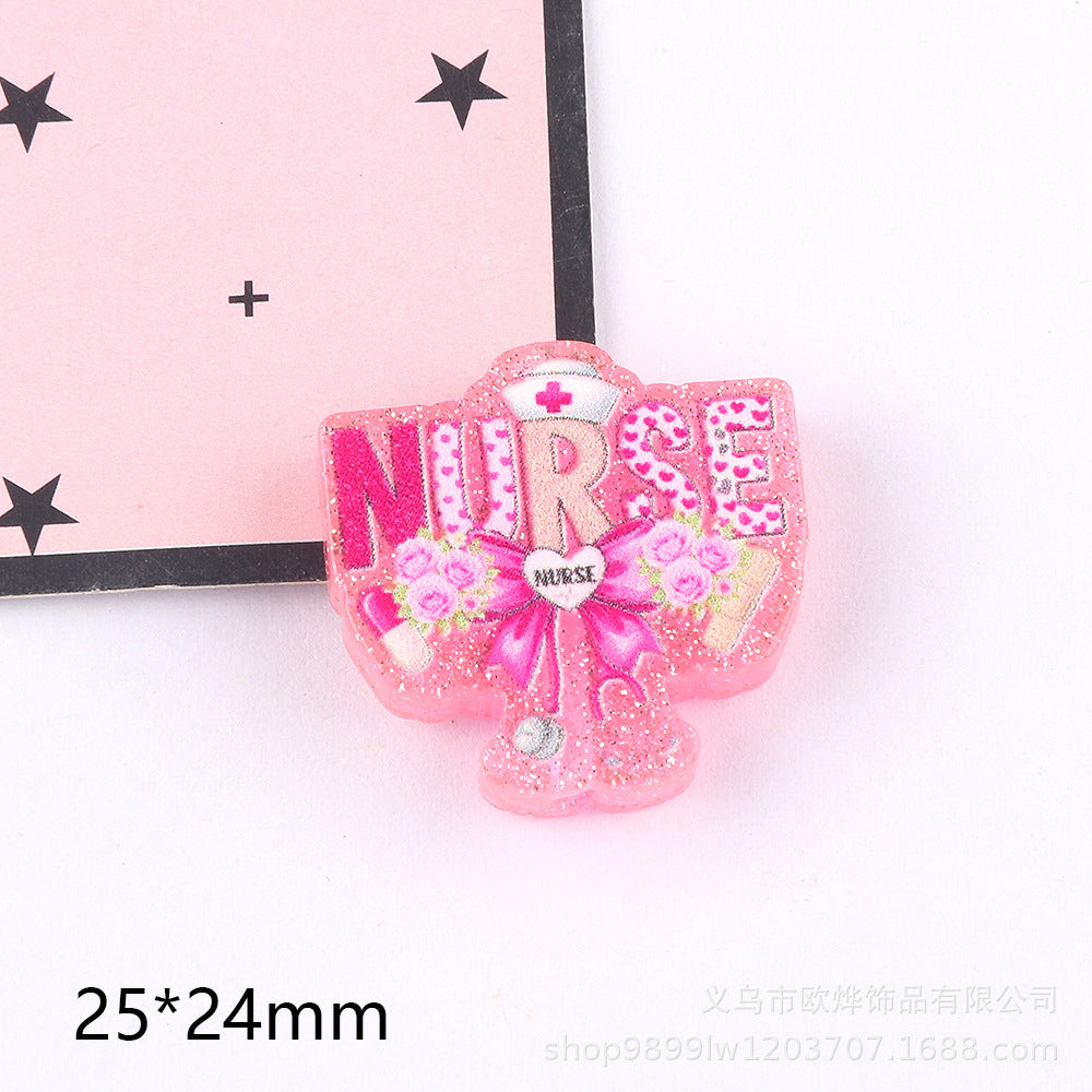 Wholesale 10pcs Straight Hole Medical Bow DIY Acrylic Handmade Beads