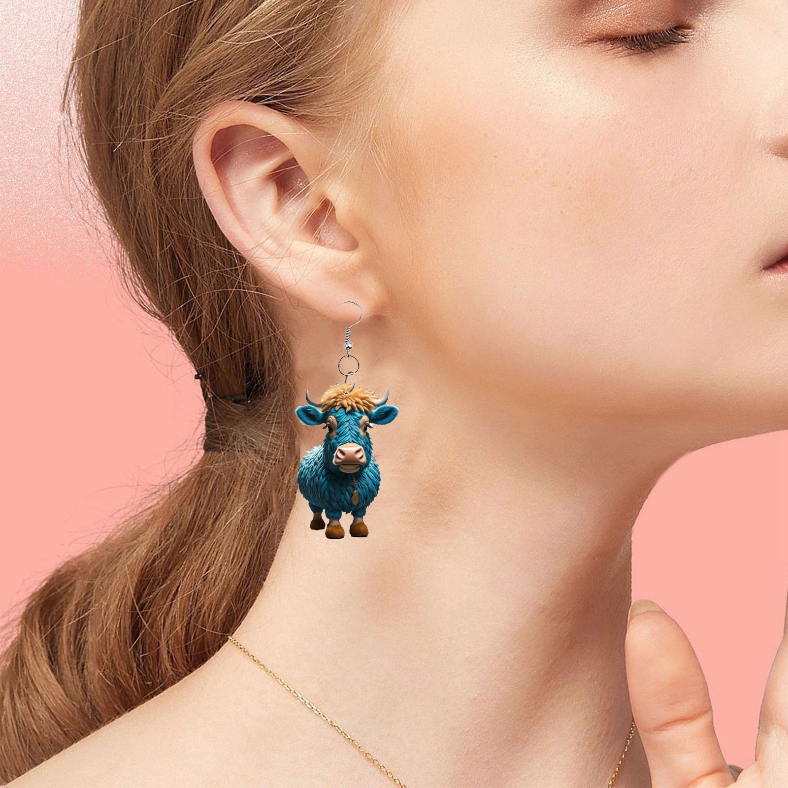 Wholesale Cartoon Cute Farm Yak Creative Acrylic Earrings