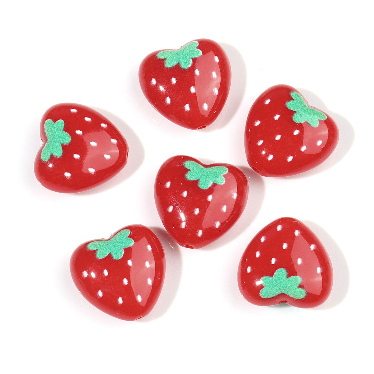 Wholesale 10pcs Printed Love Strawberry Watermelon Orange Fruit Series Acrylic Beads