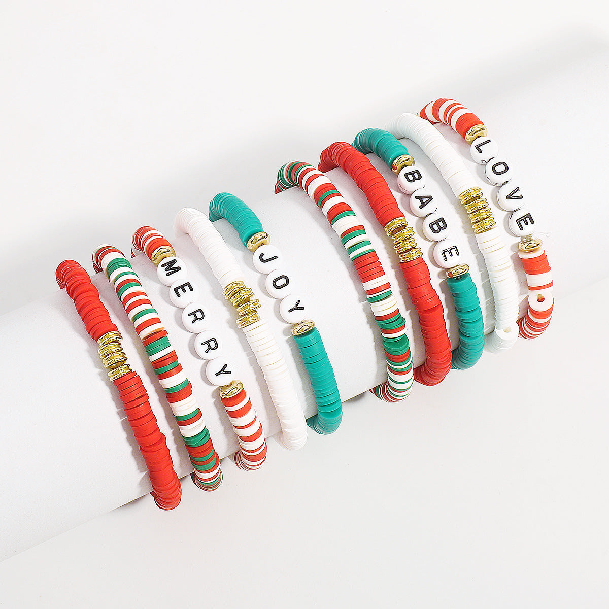 Wholesale Rice Beads Soft Pottery Colorful Alphabet Resin Elastic Bracelet