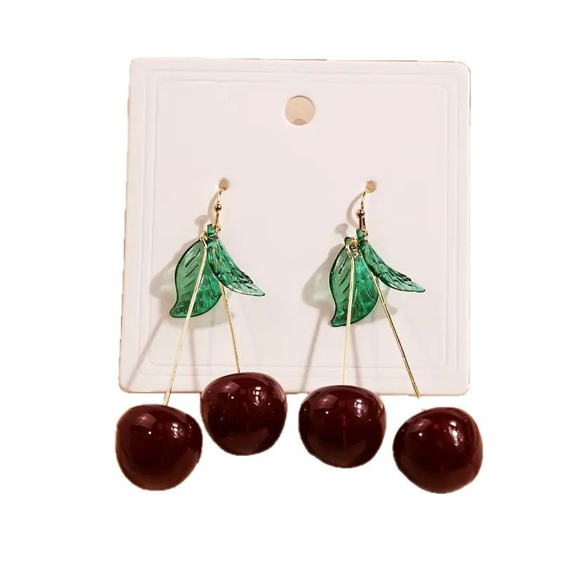 Wholesale Acrylic Cute Fruit Cherry Earrings