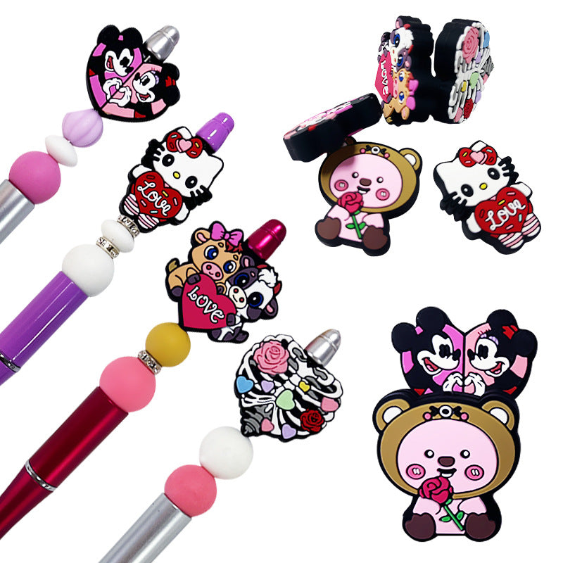 Wholesale 10.pcs/pack Valentine' s Day Beads Silicone Cartoon Jewelry Focal Beads OLY Exclusive