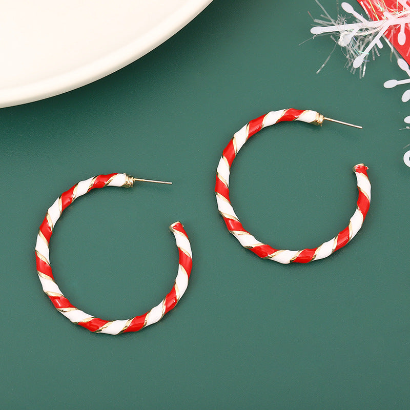 Wholesale Fashionable Dripping Oil Spiral Christmas Hoops