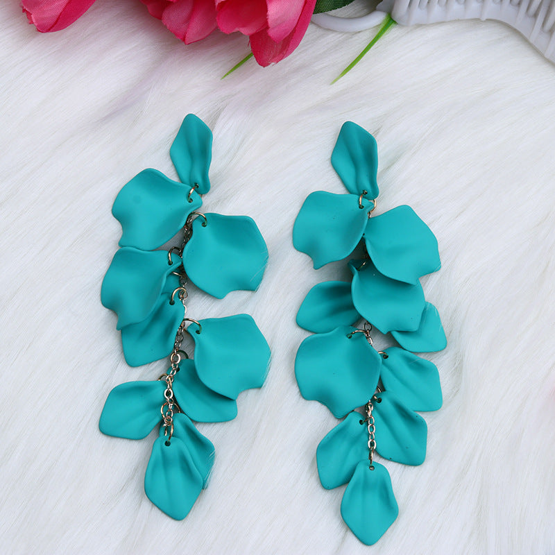 Wholesale Bohemian Style Fashion Personality Tassel Petal Candy Color Design Earrings