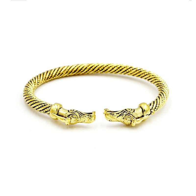 Wholesale Retro Men's Wolf Head Opening Bracelet