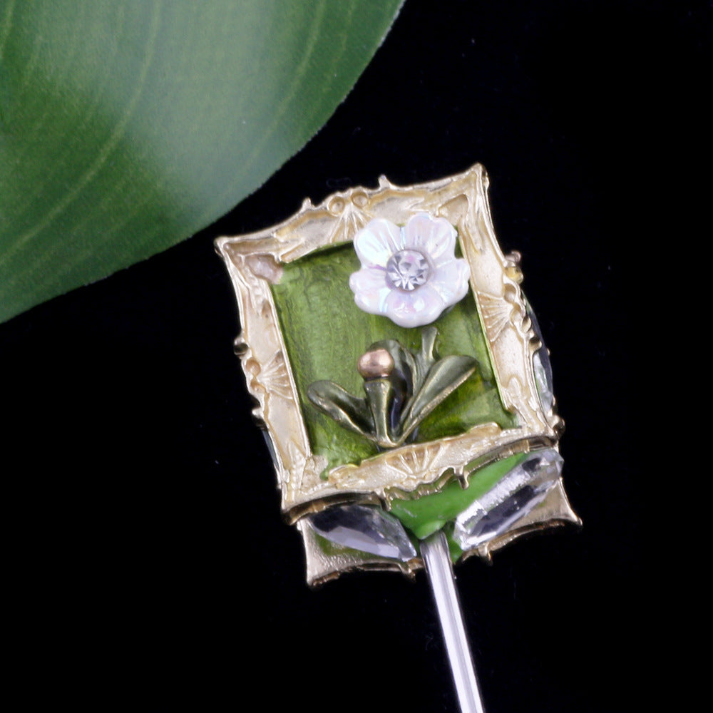 Wholesale 2pcs Monet's Garden Oil Painting Style Photo Frame Bouquet Natural Pearl Beads