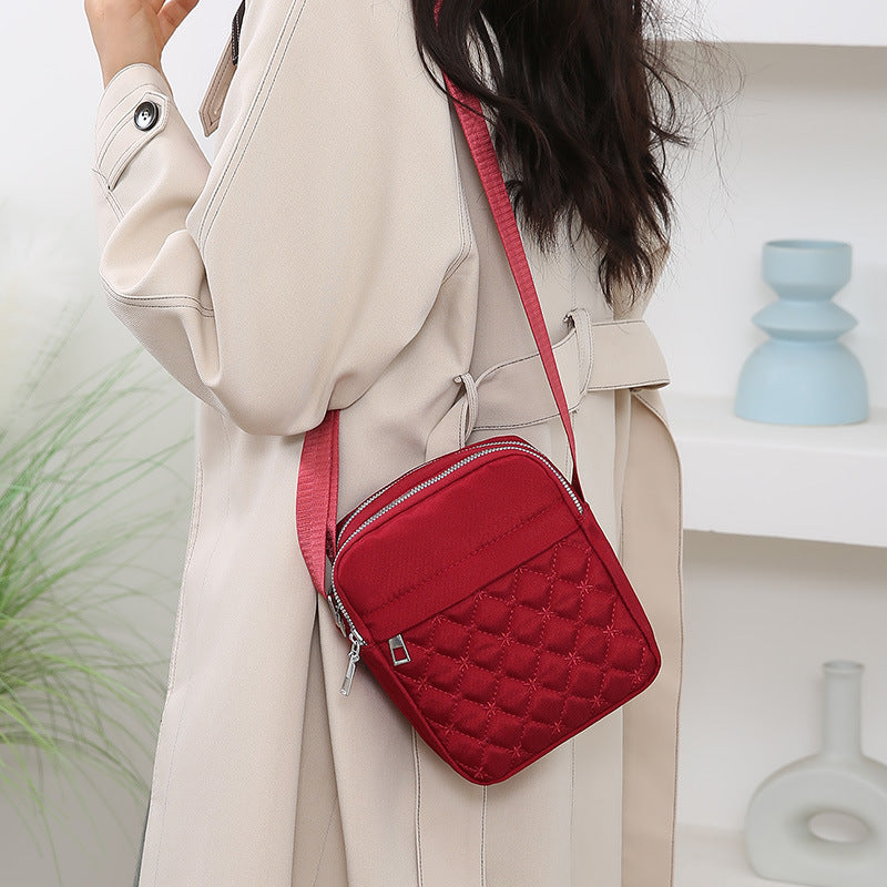 Wholesale Oxford Cloth Shoulder Bag Embroidered Thread Diamond Cross Body Bag Leisure Mobile Phone Bag Travel Bag