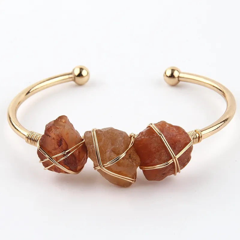Wholesale Natural Stone Fashion Crystal Open Bracelet
