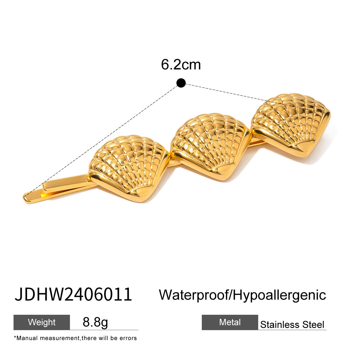 Wholesale 18k Gold Stainless Steel Personalized Retro Pattern Starfish Hair Clips