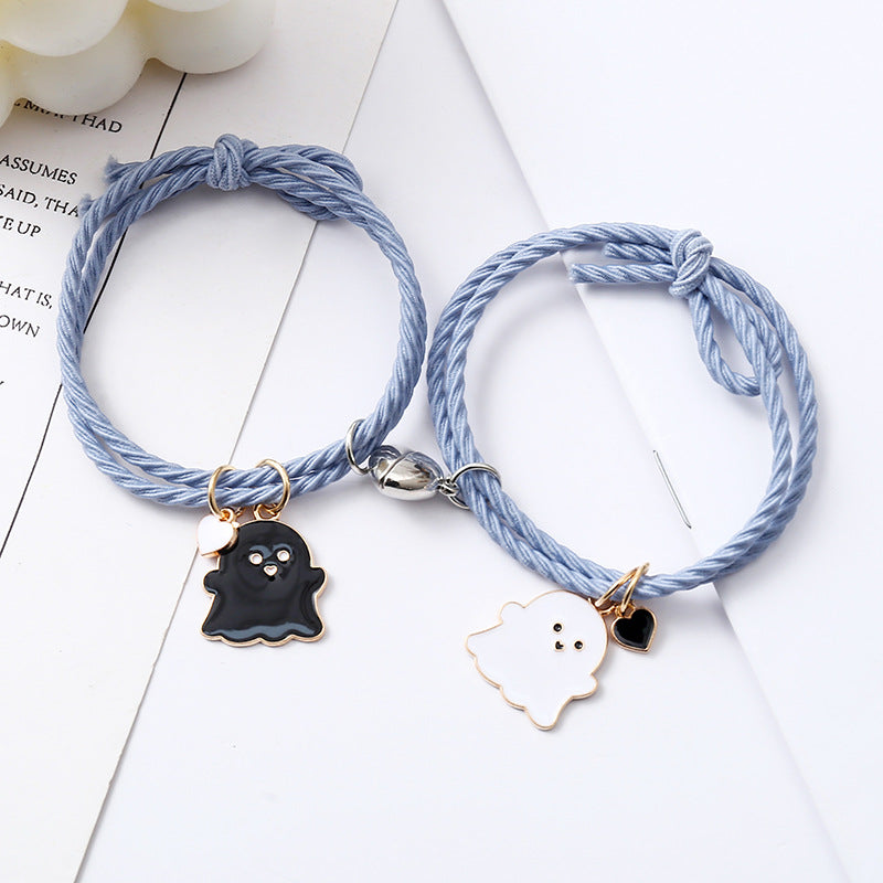 Wholesale Black and white ghost couple love magnet bracelet