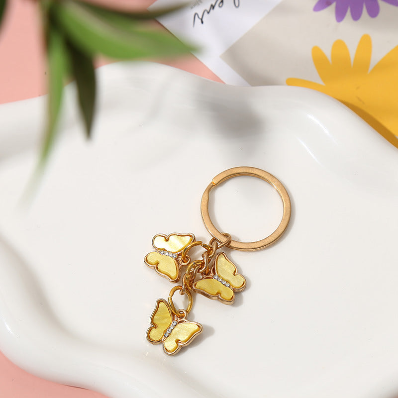 Wholesale Drip Oil Hot Selling Colored Diamond Acrylic Butterfly Keychain