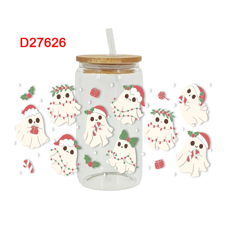 Wholesale UV Transfer Paste Glass Crystal Label 16oz Cup UV DTF Wraps 23cmX11cm