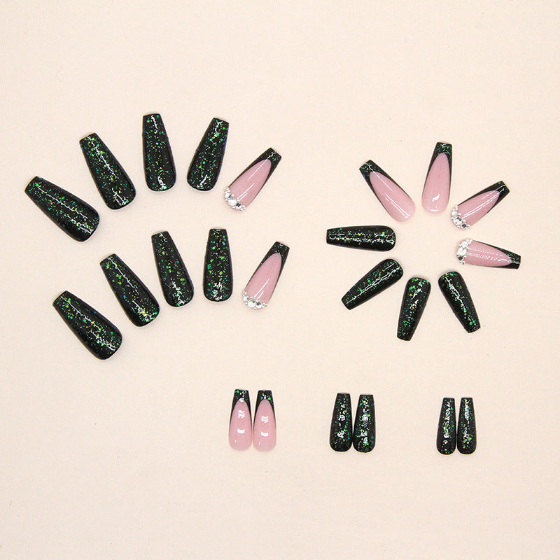 Wholesale Emerald Burst Fragments Long Ballet Nail Stickers