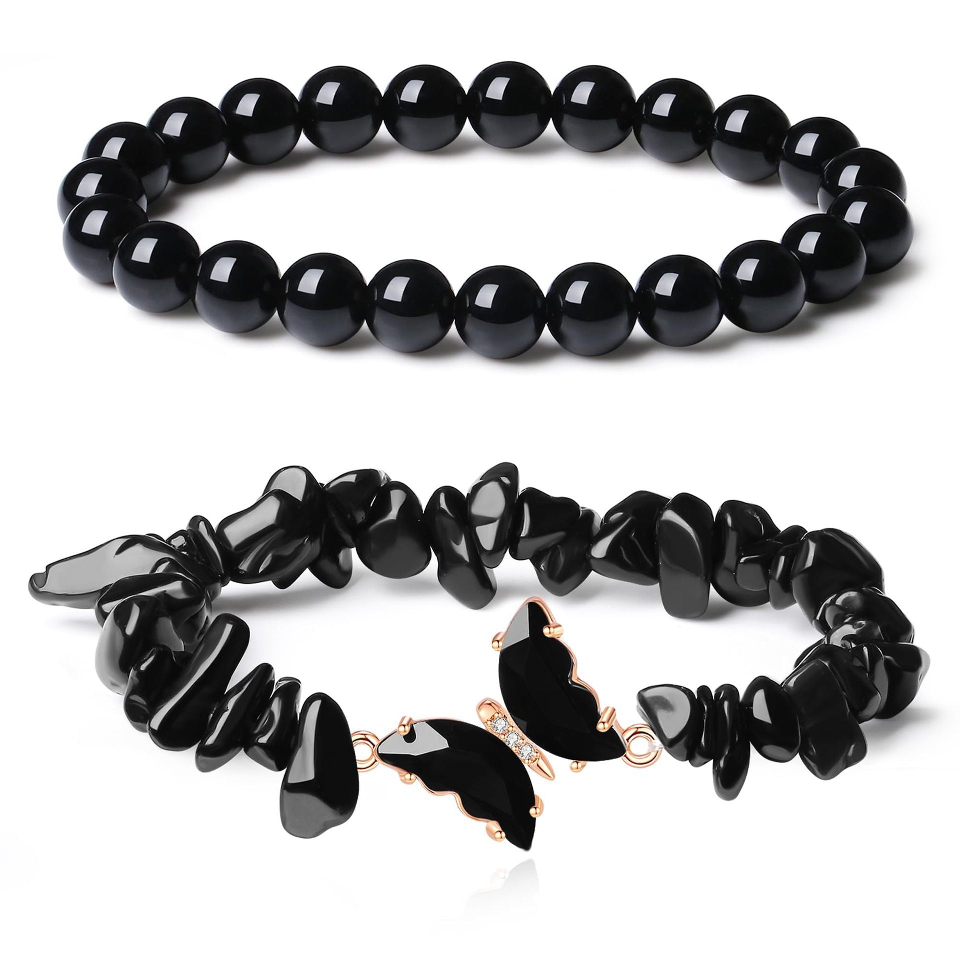 Wholesale Chic Butterfly Design Natural Stone Crystal Beaded Bracelet Set Stylish Jewelry Accessory Gift And Boutique Resale