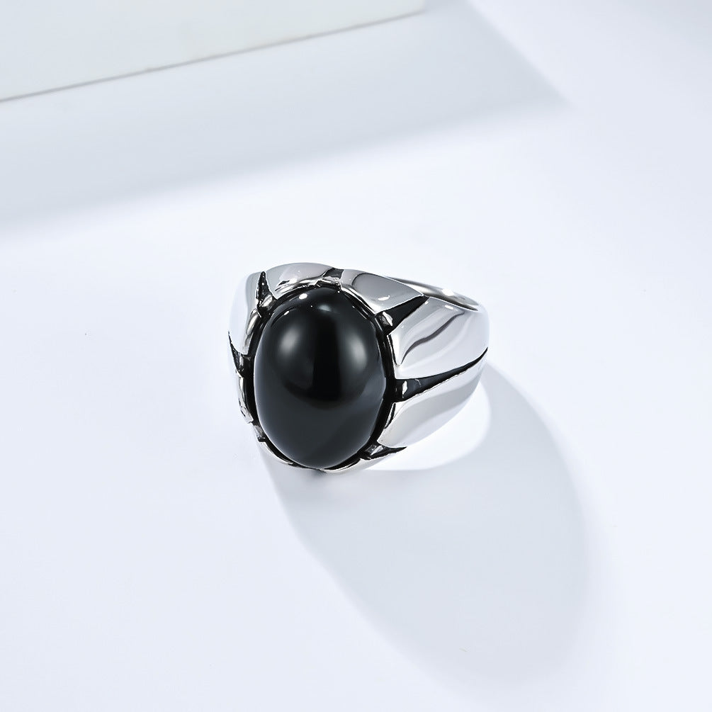 Wholesale Vintage Tiger Eye Titanium Steel Ring