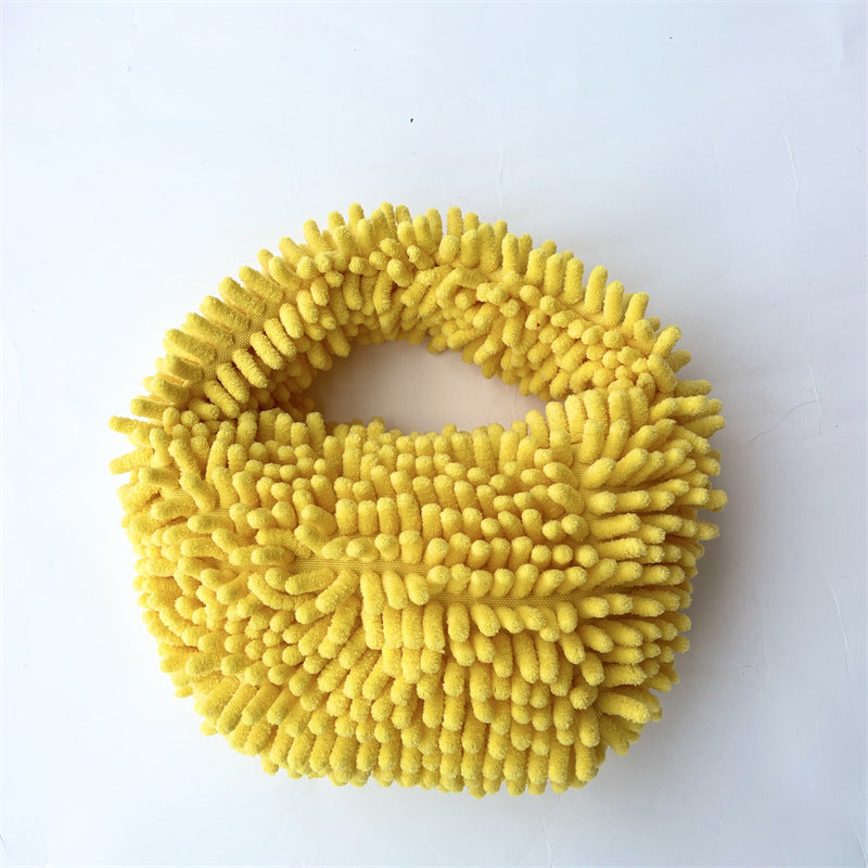 Wholesale Autumn and Winter New Mop Plush Handbag Candy Color Lunch Box Bag