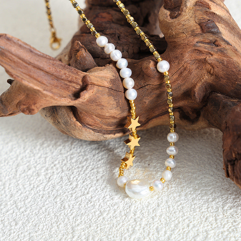 Wholesale Dopamine Pearl Beaded Niche Design Sense Clavicle Chain Necklace