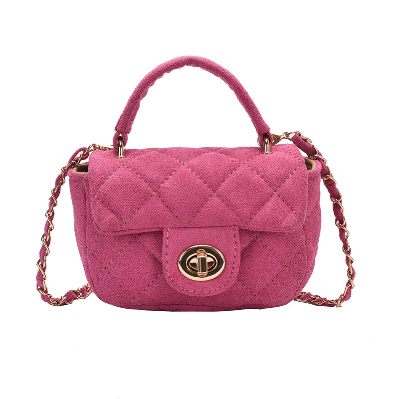 Wholesale Suede Diamond Pattern Embroidery Thread Chain Small Square Bag