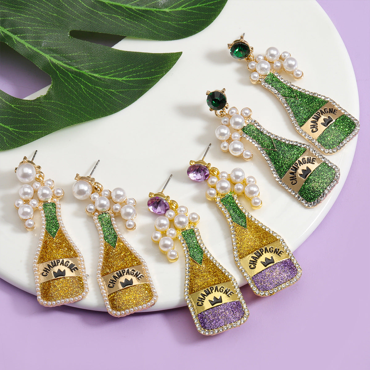 Wholesale St. Patrick's Day Carnival Color-blocked Oil Drop Personality Fashion Street Party Earrings