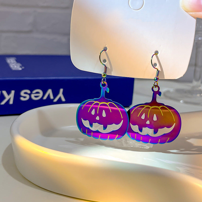 Wholesale Halloween Funny Colorful Gradient Electroplating Color Matching Earrings