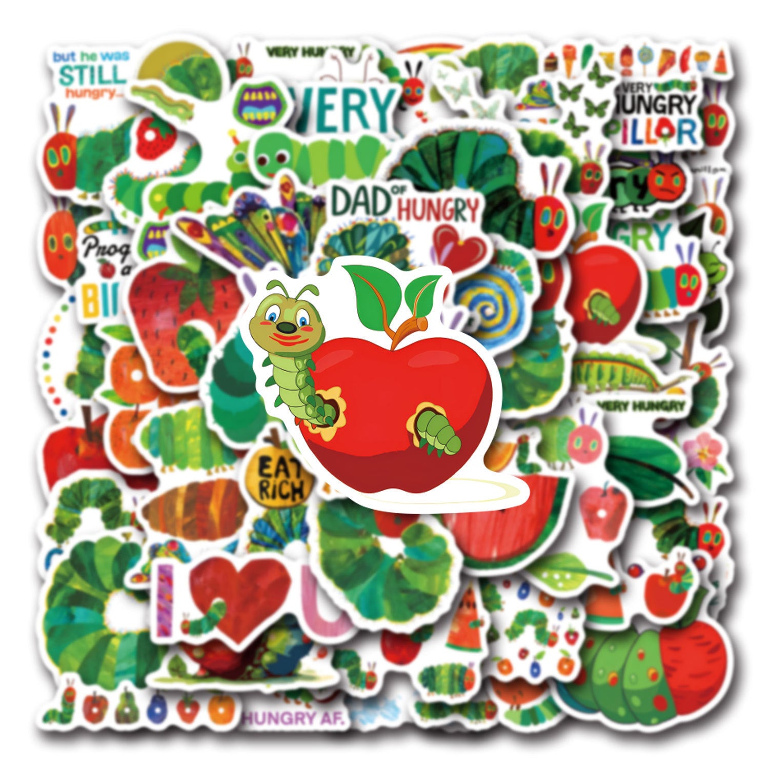 Wholesale 55 Cute Cartoon Very Hungry Caterpillar Waterproof Vinyl Stickers