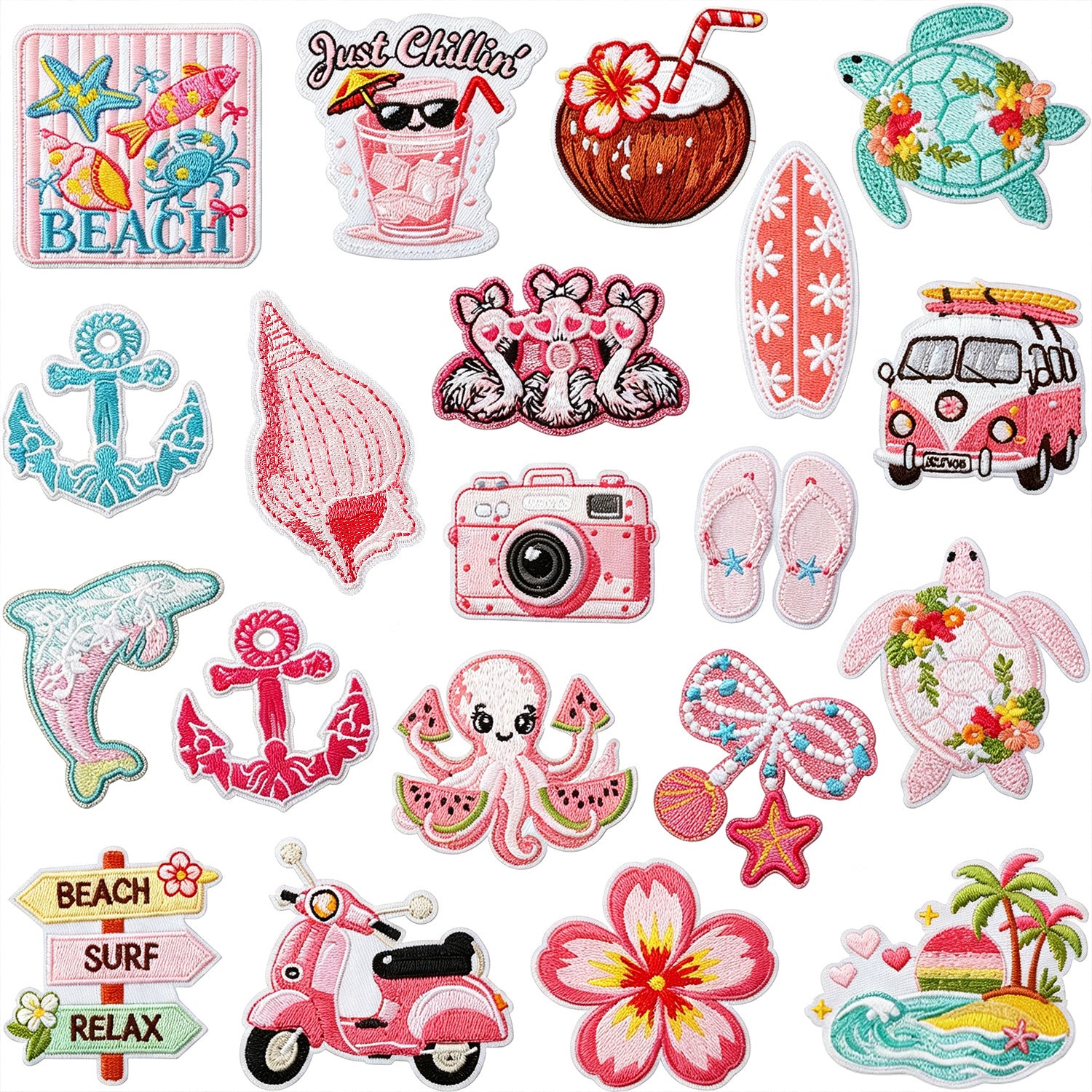 Wholesale Chic Beach Vacation Embroidered Iron On Patches With Sunflower Dolphin And Turtle Motifs For Clothing Bags And Everyday Decor