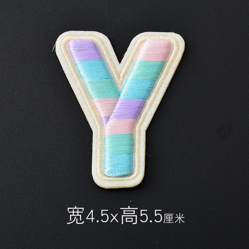 Wholesale Polyester 3D Embroidered Letter Patches Rainbow Self Adhesive DIY Fabric Appliques For Clothing Bags Shoes Hats Boutique Resale