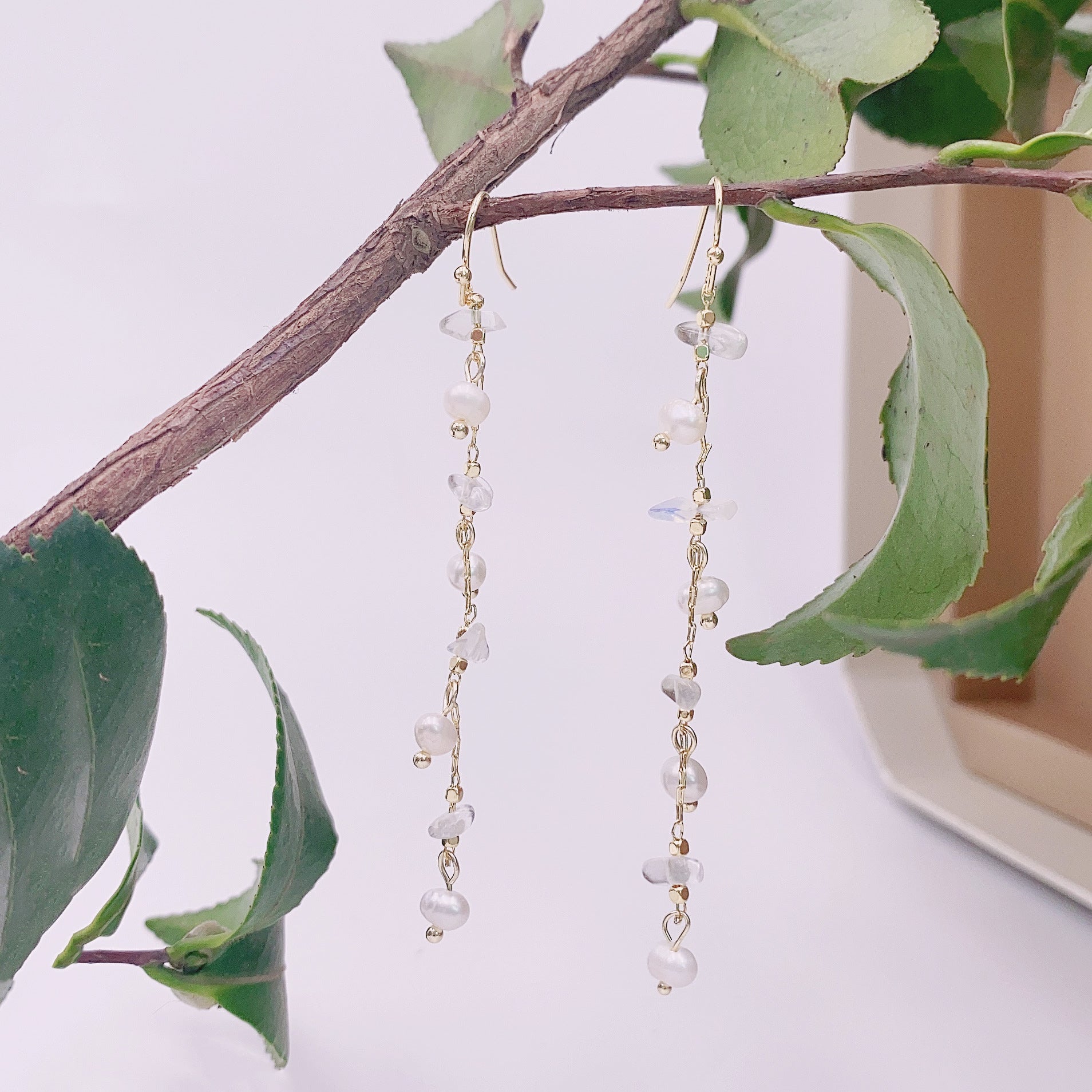 Wholesale Baroque Pearl Natural Color Stone Earrings